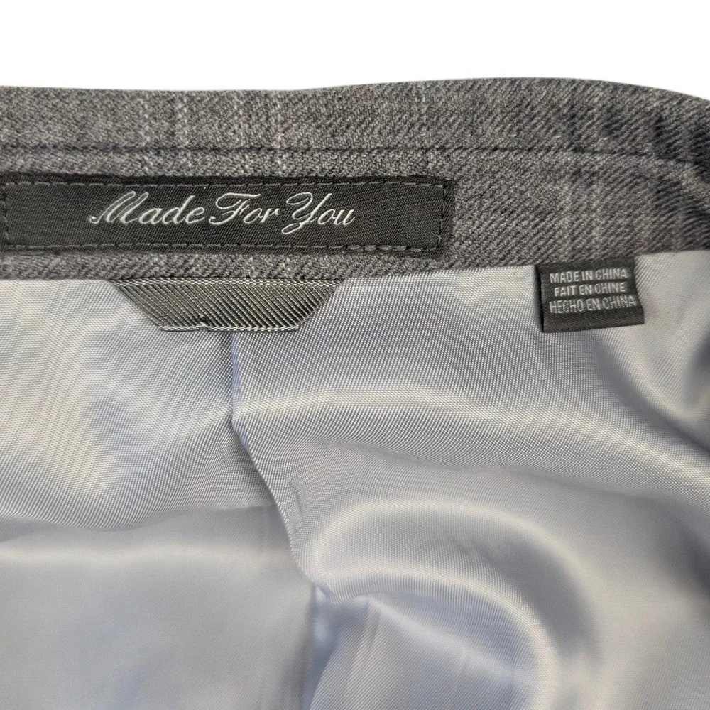 Indochino Men's 40R Gray Plaid 100% Wool 2 Piece Suit 36/37W Custom Old Money